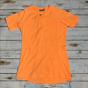 Athleta Orange Athletic Fitted Top Size Sm…